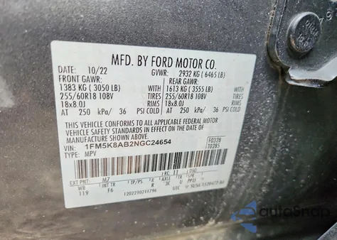 2022 Ford Explorer Police Interceptor z USA, uszkodzony, nr VIN 1FM5K8AB2NGC24654